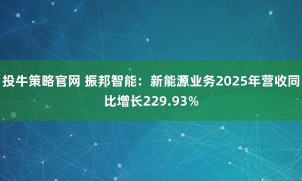 投牛策略官网 振邦智能：新能源业务2025年营收同比增长229.93%